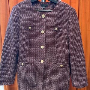 Ann Taylor Plum Tweed Blazer with Gold Buttons